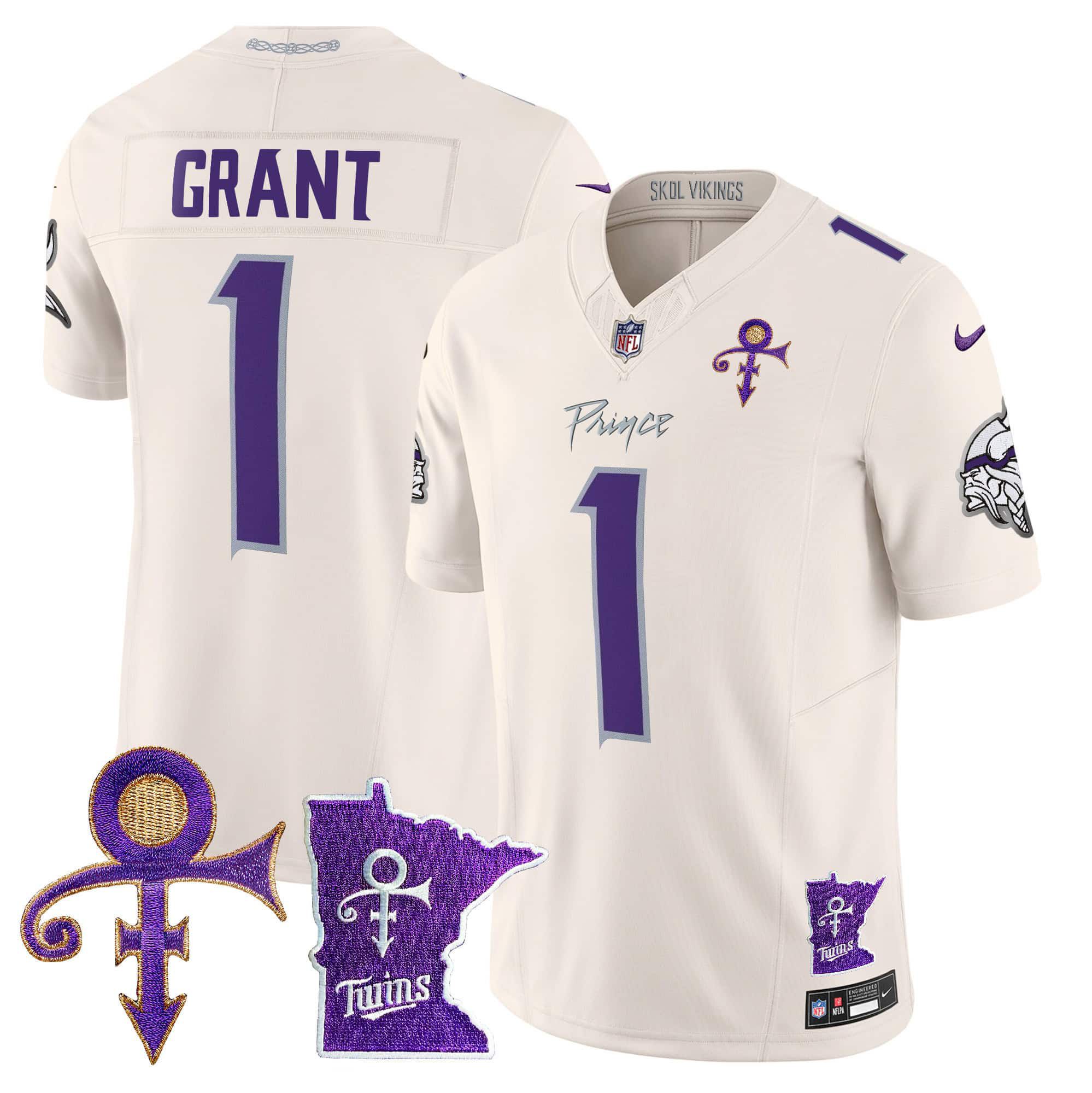 Men Minnesota Vikings #1 Grant Cream 2024 Nike Prince Vapor Limited NFL Jersey->indianapolis colts->NFL Jersey